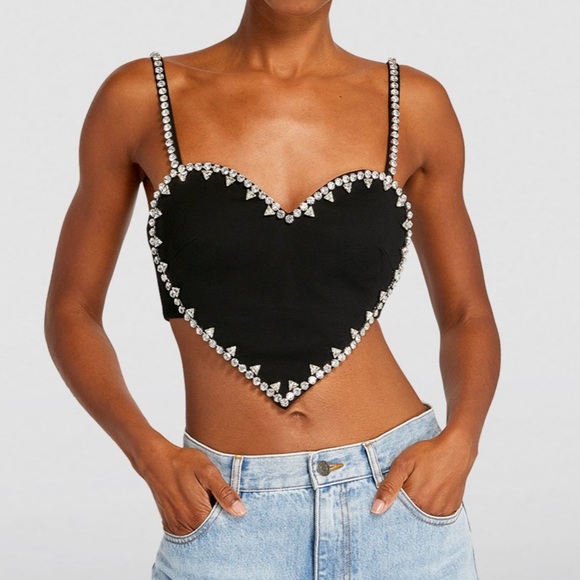 AREA Tops - Area NYC Heart Shaped Embellished Crop Top Celebrity